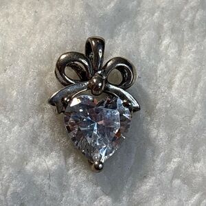 Sterling Silver Heart Shaped Pendant With Stone Marked 925